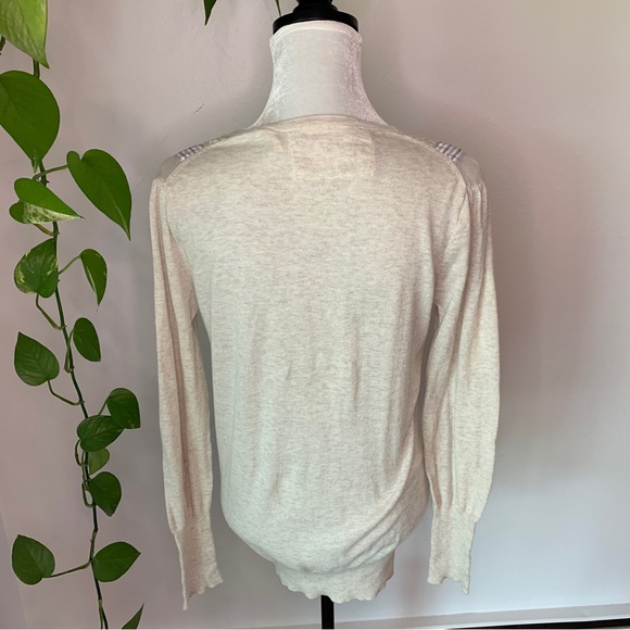 Anthropologie Field Flower Striped Borders Boyfriend Cardigan Sweater Size M - Picture 2 of 7